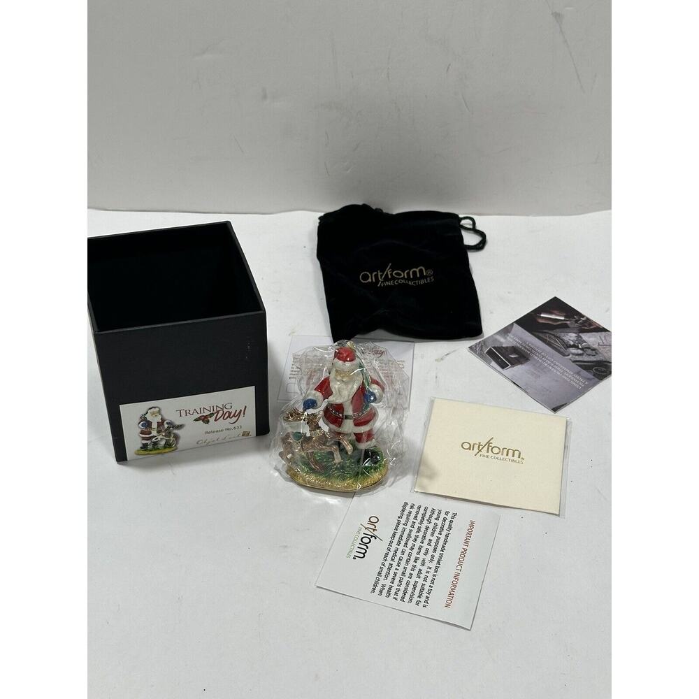 Art Form Santa Clause Reindeer‎ Training Day Rhinestone Trinket Box 3"